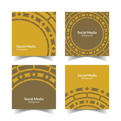simple and modern brown yellow floral square flat social media background