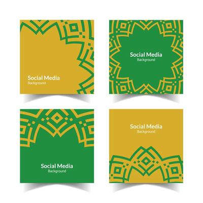 simple and modern green yellow floral square flat social media background