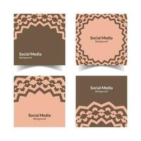 simple and modern pink brown floral square flat social media background vector