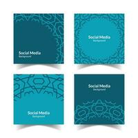 simple and modern turquoise blue floral square flat social media background vector