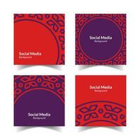 simple and modern red purple floral square flat social media background vector