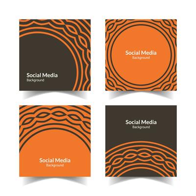 simple and modern orange brown floral square flat social media background