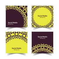 simple and modern green purple floral square flat social media background vector