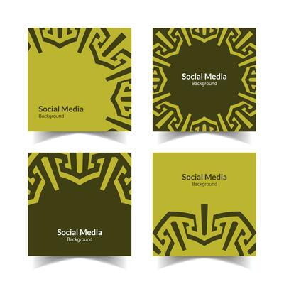 simple and modern yellow gold ornamental pattern square flat social media background