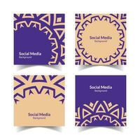 simple and modern cream purple ornamental pattern square flat social media background vector