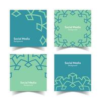 simple and modern turquoise blue floral square flat social media background vector