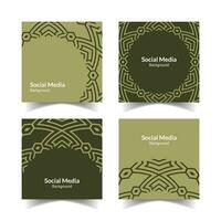 simple and modern olive green ornamental pattern square flat social media background vector