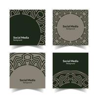 simple and modern dark grey ornamental pattern square flat social media background vector