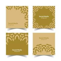 simple and modern yellow gold ornamental pattern square flat social media background vector