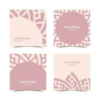 simple flat floral pattern square social media background vector