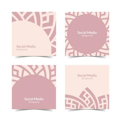 simple flat floral pattern square social media background