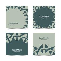 simple flat floral pattern square social media background vector