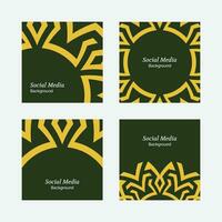 modern flat and elegant olive green and yellow social media square background pattern vector
