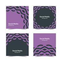 simple flat floral pattern square social media background vector