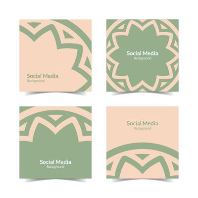 simple flat floral pattern square social media background