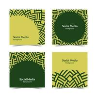 simple flat floral pattern square social media background vector