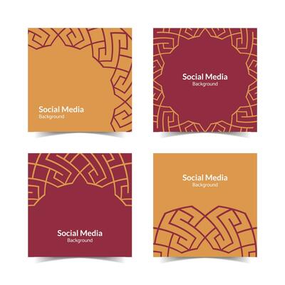 simple flat floral pattern square social media background