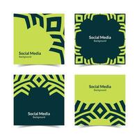 simple flat floral pattern square social media background vector