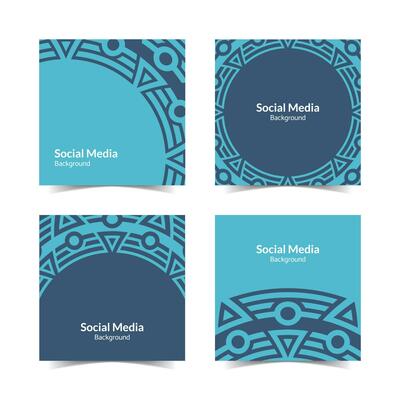 simple flat floral pattern square social media background