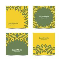 simple flat floral pattern square social media background vector