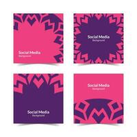 simple flat floral pattern square social media background vector