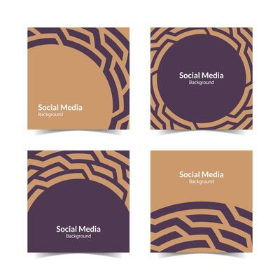 simple flat floral pattern square social media background