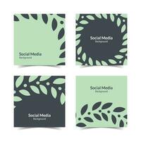 simple flat floral pattern square social media background vector