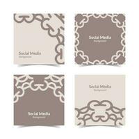 simple flat floral pattern square social media background vector