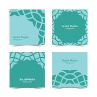 simple flat floral pattern square social media background vector