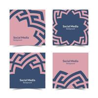 simple flat floral pattern square social media background vector