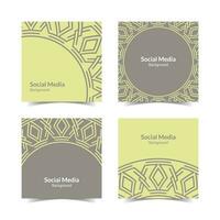 simple flat floral pattern square social media background vector