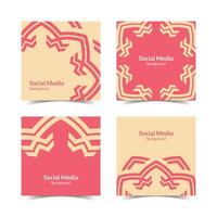 simple flat floral pattern square social media background vector