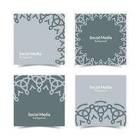 simple flat floral pattern square social media background vector