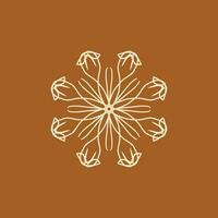 abstract cream and chocolate brown floral mandala logo. suitable for elegant and luxury ornamental symbol vector