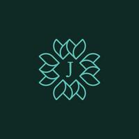 Initial letter J floral ornamental border frame logo vector