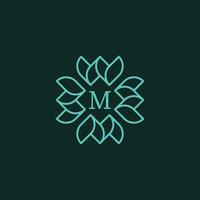 Initial letter M floral ornamental border frame logo vector