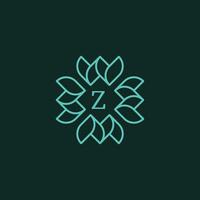 Initial letter Z floral ornamental border frame logo vector