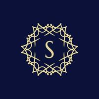 Initial letter S floral ornamental border circle frame logo vector