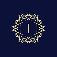 inicial letra yo floral ornamental frontera circulo marco logo vector