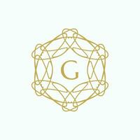 Initial letter G floral ornamental border circle frame logo vector