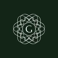 Initial letter G floral ornamental border circle frame logo vector