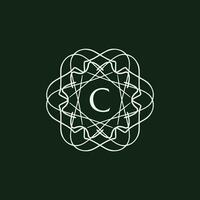 Initial letter C floral ornamental border circle frame logo vector