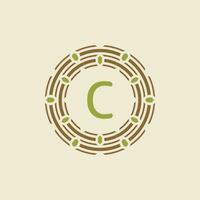 Initial letter C ornamental border circle frame logo vector