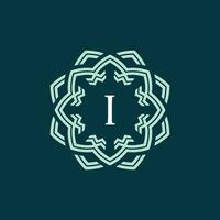 Initial letter I ornamental border circle frame logo vector