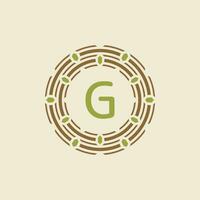 Initial letter G ornamental border circle frame logo vector