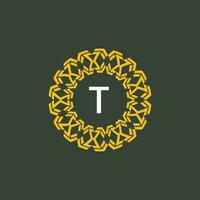 letter T medallion emblem initial circle badge logo vector