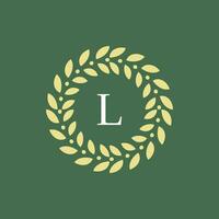 modern and natural letter L green leaves floral logo vector