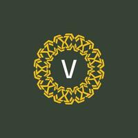 letter V medallion emblem initial circle badge logo vector