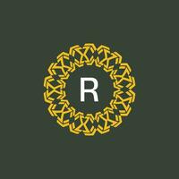 letter R medallion emblem initial circle badge logo vector