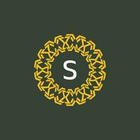 letter S medallion emblem initial circle badge logo vector